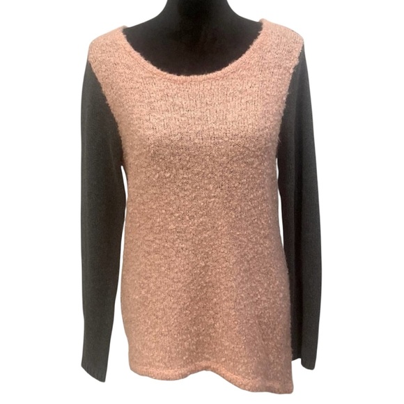Sundance Sweaters - Sundance Wool and Mohair Color Block Long Sleeve Pink and Gray Sweater